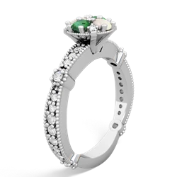 Lab Emerald Sparkling Tiara Cluster 14K White Gold ring R26293RD