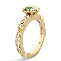 Lab Emerald Sparkling Tiara Cluster 14K Yellow Gold ring R26293RD