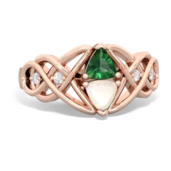 Lab Emerald Keepsake Celtic Knot 14K Rose Gold ring R5300