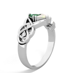 Lab Emerald Keepsake Celtic Knot 14K White Gold ring R5300