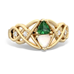 Lab Emerald Keepsake Celtic Knot 14K Yellow Gold ring R5300