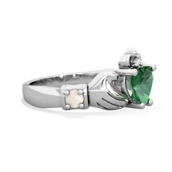 Lab Emerald Claddagh Keepsake 14K White Gold ring R5245