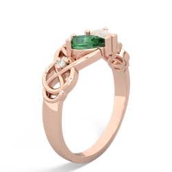 Lab Emerald 'One Heart' Celtic Knot Claddagh 14K Rose Gold ring R5322