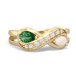 Lab Emerald Diamond Infinity 14K Yellow Gold ring R5390