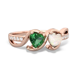 Lab Emerald Side By Side 14K Rose Gold ring R3090