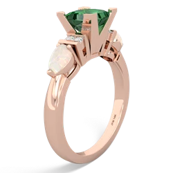 Lab Emerald 6Mm Princess Eternal Embrace Engagement 14K Rose Gold ring C2002