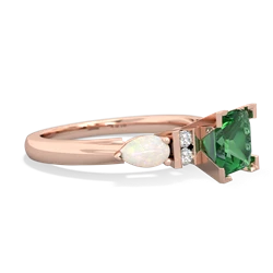 Lab Emerald 6Mm Princess Eternal Embrace Engagement 14K Rose Gold ring C2002