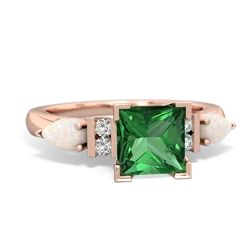 Lab Emerald 6Mm Princess Eternal Embrace Engagement 14K Rose Gold ring C2002