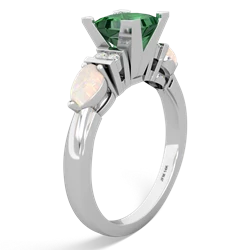 Lab Emerald 6Mm Princess Eternal Embrace Engagement 14K White Gold ring C2002