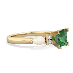 Lab Emerald 6Mm Princess Eternal Embrace Engagement 14K Yellow Gold ring C2002