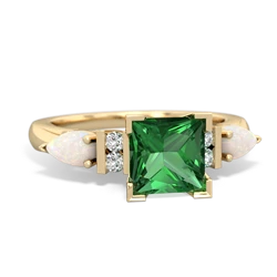 Lab Emerald 6Mm Princess Eternal Embrace Engagement 14K Yellow Gold ring C2002