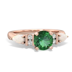 Lab Emerald 6Mm Round Eternal Embrace Engagement 14K Rose Gold ring R2005