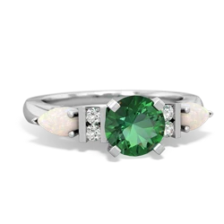 Lab Emerald 6Mm Round Eternal Embrace Engagement 14K White Gold ring R2005