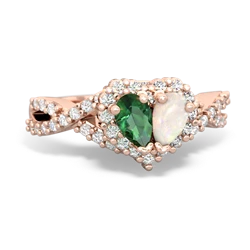 Lab Emerald Diamond Twist 'One Heart' 14K Rose Gold ring R2640HRT