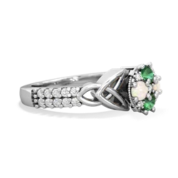 Lab Emerald Celtic Knot Cluster Engagement 14K White Gold ring R26443RD