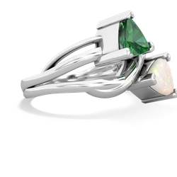 Lab Emerald Split Band Swirl 14K White Gold ring R2341