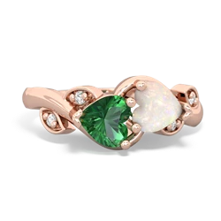 Lab Emerald Floral Elegance 14K Rose Gold ring R5790