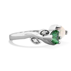 Lab Emerald Floral Elegance 14K White Gold ring R5790