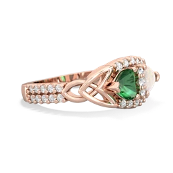 Lab Emerald Sparkling Celtic Knot 14K Rose Gold ring R2645