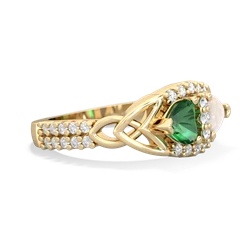 Lab Emerald Sparkling Celtic Knot 14K Yellow Gold ring R2645