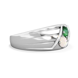 Lab Emerald Men's Streamline 14K White Gold ring R0460