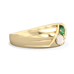 Lab Emerald Men's Streamline 14K Yellow Gold ring R0460