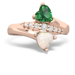 Lab Emerald Heart To Heart 14K Rose Gold ring R2064