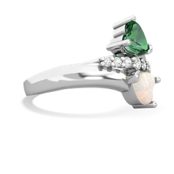 Lab Emerald Heart To Heart 14K White Gold ring R2064