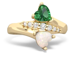 Lab Emerald Heart To Heart 14K Yellow Gold ring R2064