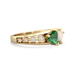 Lab Emerald Heart To Heart 14K Yellow Gold ring R3342