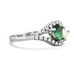 Lab Emerald Mother And Child 14K White Gold ring R3010