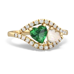 Lab Emerald Mother And Child 14K Yellow Gold ring R3010