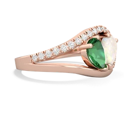 Lab Emerald Nestled Heart Keepsake 14K Rose Gold ring R5650