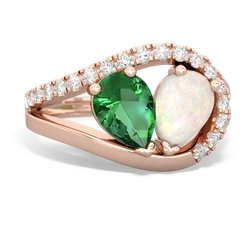 Lab Emerald Nestled Heart Keepsake 14K Rose Gold ring R5650