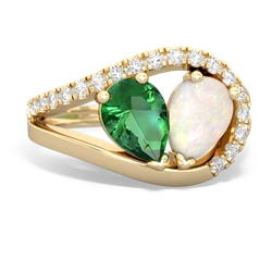 Lab Emerald Nestled Heart Keepsake 14K Yellow Gold ring R5650