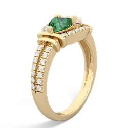 Lab Emerald Art-Deco Keepsake 14K Yellow Gold ring R5630