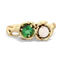 Lab Emerald Rose Garden 14K Yellow Gold ring R5510