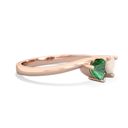 Lab Emerald Sweethearts 14K Rose Gold ring R5260