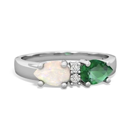 Lab Emerald Pear Bowtie 14K White Gold ring R0865