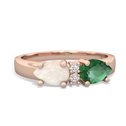 Lab Emerald Pear Bowtie 14K Rose Gold ring R0865