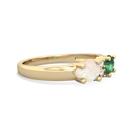 Lab Emerald Pear Bowtie 14K Yellow Gold ring R0865