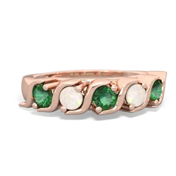 Lab Emerald Anniversary Band 14K Rose Gold ring R2089