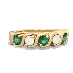 Lab Emerald Anniversary Band 14K Yellow Gold ring R2089