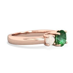 Lab Emerald Three Stone Round Trellis 14K Rose Gold ring R4018