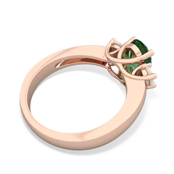 Lab Emerald Three Stone Oval Trellis 14K Rose Gold ring R4024