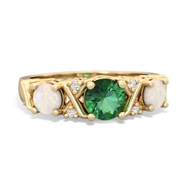 Lab Emerald Hugs And Kisses 14K Yellow Gold ring R5016