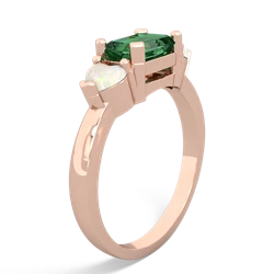 Lab Emerald Three Stone 14K Rose Gold ring R5235