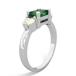 Lab Emerald Three Stone 14K White Gold ring R5235