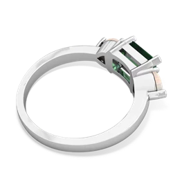 Lab Emerald Three Stone 14K White Gold ring R5235