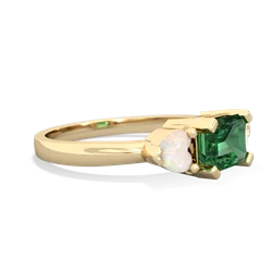 Lab Emerald Three Stone 14K Yellow Gold ring R5235